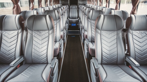 56 passenger charter bus interior view