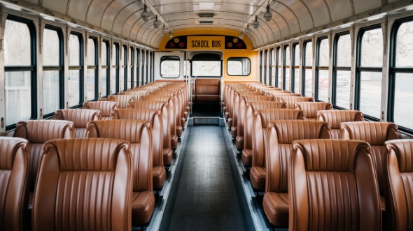 school bus rental interior mountain view